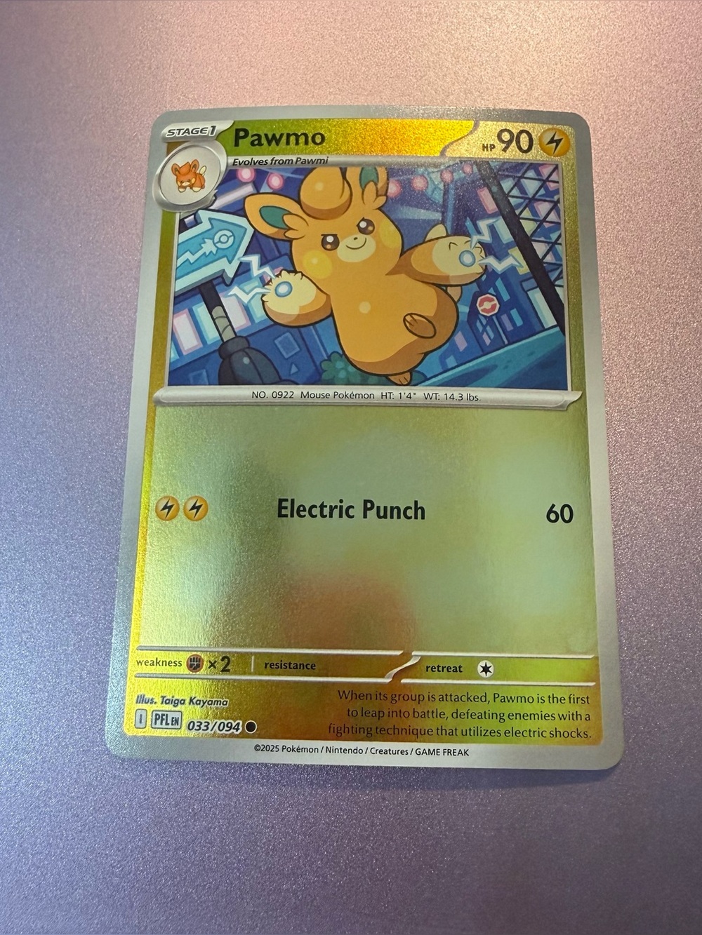 Pokemon TCG Pawmo Reverse Holo 033/094